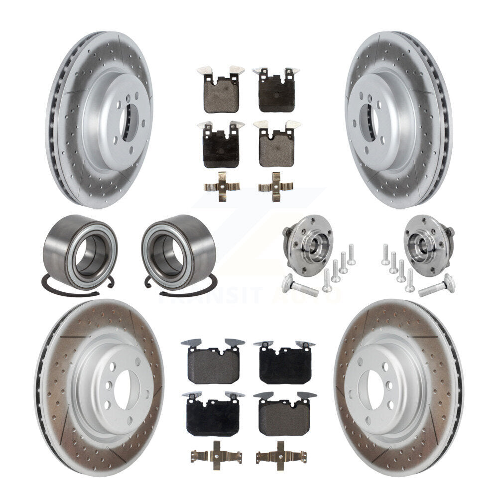 Front Rear Hub Bearing Coated Disc Brake Rotor & Pad Shoe Kit (10Pc) For BMW M240i xDrive KBB-133347
