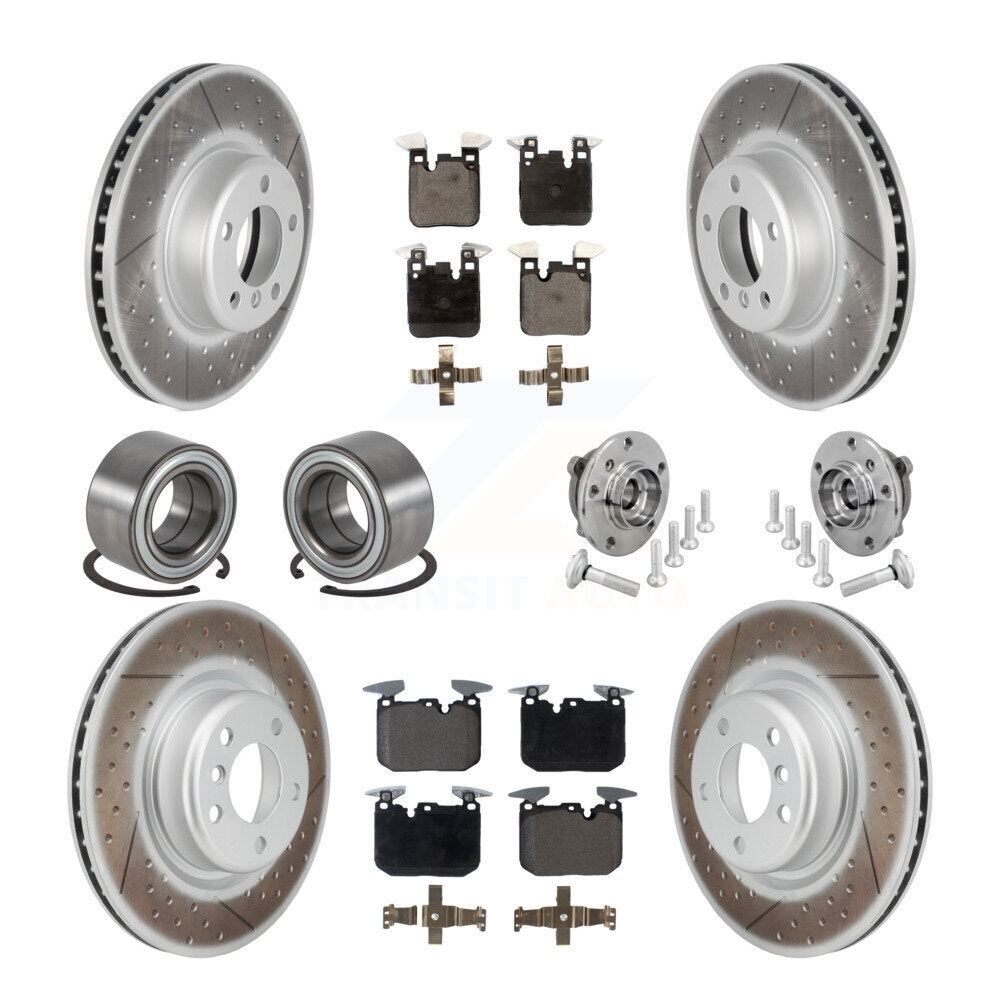 Front Rear Hub Bearing Coated Disc Brake Rotor & Pad Shoe Kit (10Pc) For BMW M240i xDrive KBB-133348