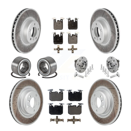 Front Rear Hub Bearing Coated Disc Brake Rotor & Pad Shoe Kit (10Pc) For BMW M240i xDrive KBB-133348