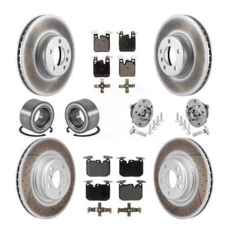 Front Rear Hub Bearing Coated Disc Brake Rotor & Pad Shoe Kit (10Pc) For BMW M240i xDrive KBB-133349