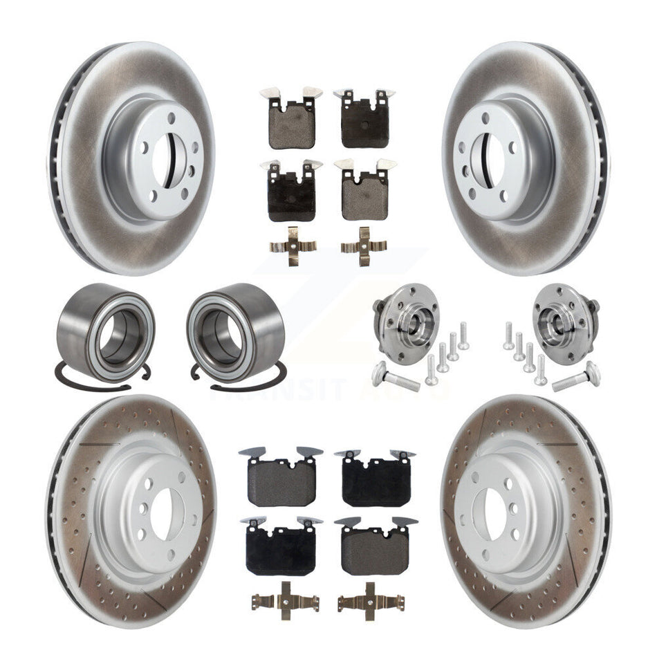 Front Rear Hub Bearing Coated Disc Brake Rotor & Pad Shoe Kit (10Pc) For BMW M240i xDrive KBB-133349