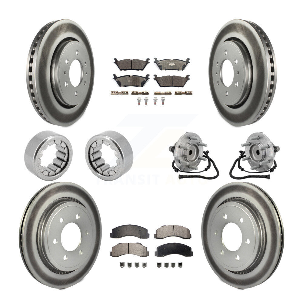 Front Rear Hub Bearing Coat Brake Rotor Pads Shoe Kit (10Pc) For 2015-2017 Ford F-150 RWD KBB-133352