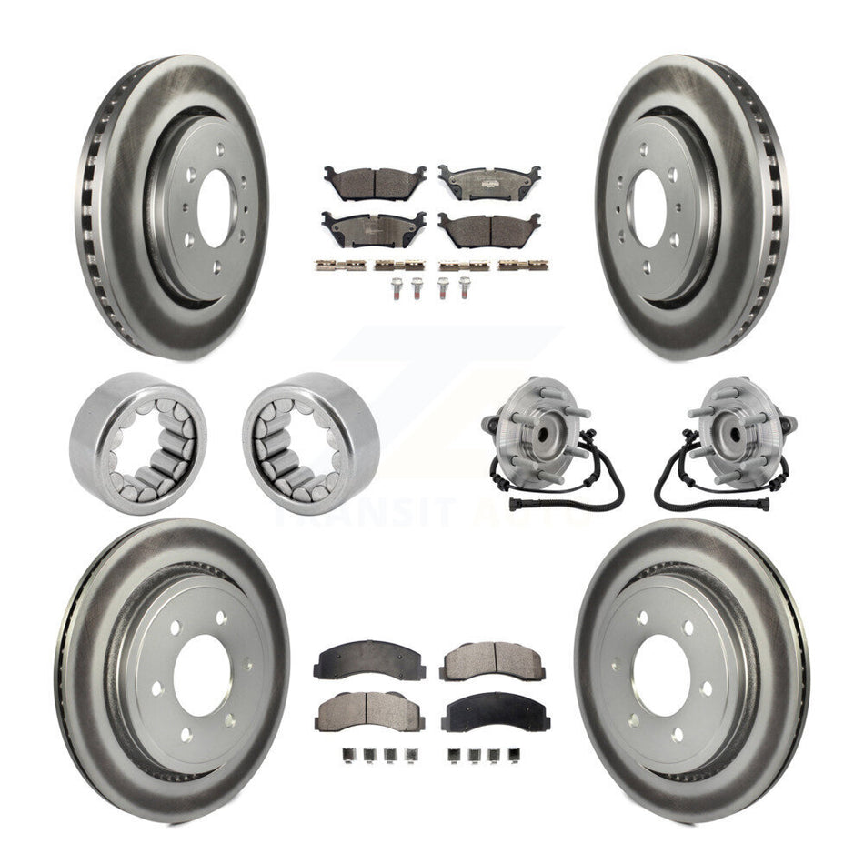 Front Rear Hub Bearing Coat Brake Rotor Pads Shoe Kit (10Pc) For 2015-2017 Ford F-150 RWD KBB-133352