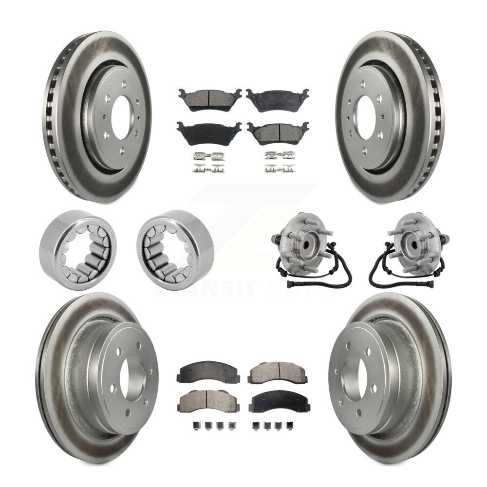 Front Rear Hub Bearing Coat Brake Rotor Pads Shoe Kit (10Pc) For 2015-2017 Ford F-150 RWD KBB-133353