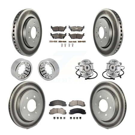 Front Rear Hub Bearings Coated Disc Brake Rotors And Pads Shoes Kit (10Pc) For Ford F-150 KBB-133354