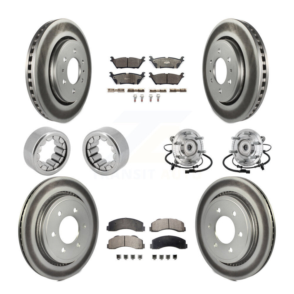 Front Rear Hub Bearings Coated Disc Brake Rotors And Pads Shoes Kit (10Pc) For Ford F-150 KBB-133354