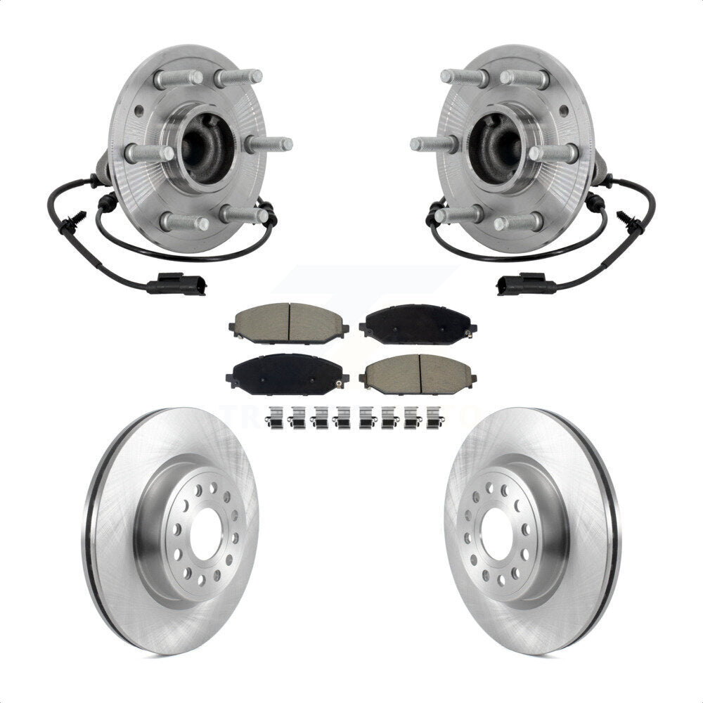 Front Hub Bearing Assembly Brake Rotor & Pads Kit For Ram 1500 Without 22" Factory Wheels KBB-133388