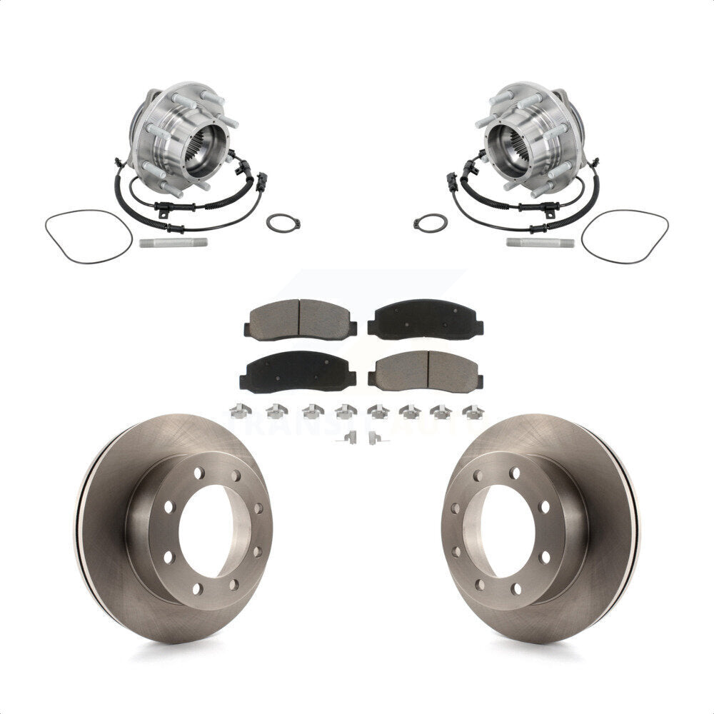 Front Hub Bearing Assembly Brake Rotor Pads Kit For Ford F-450 Super Duty Crew Cab Pickup KBB-133399