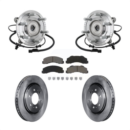 Front Hub Bearing Assembly Disc Brake Rotor & Pad Kit For 2017 Ford F-150 Raptor with 4WD KBB-133402