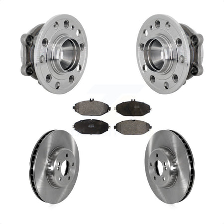 Front Hub Bearing Brake Rotor Pads Kit For 15-21 Mercedes-Benz C300 Without Sport Package KBB-133417