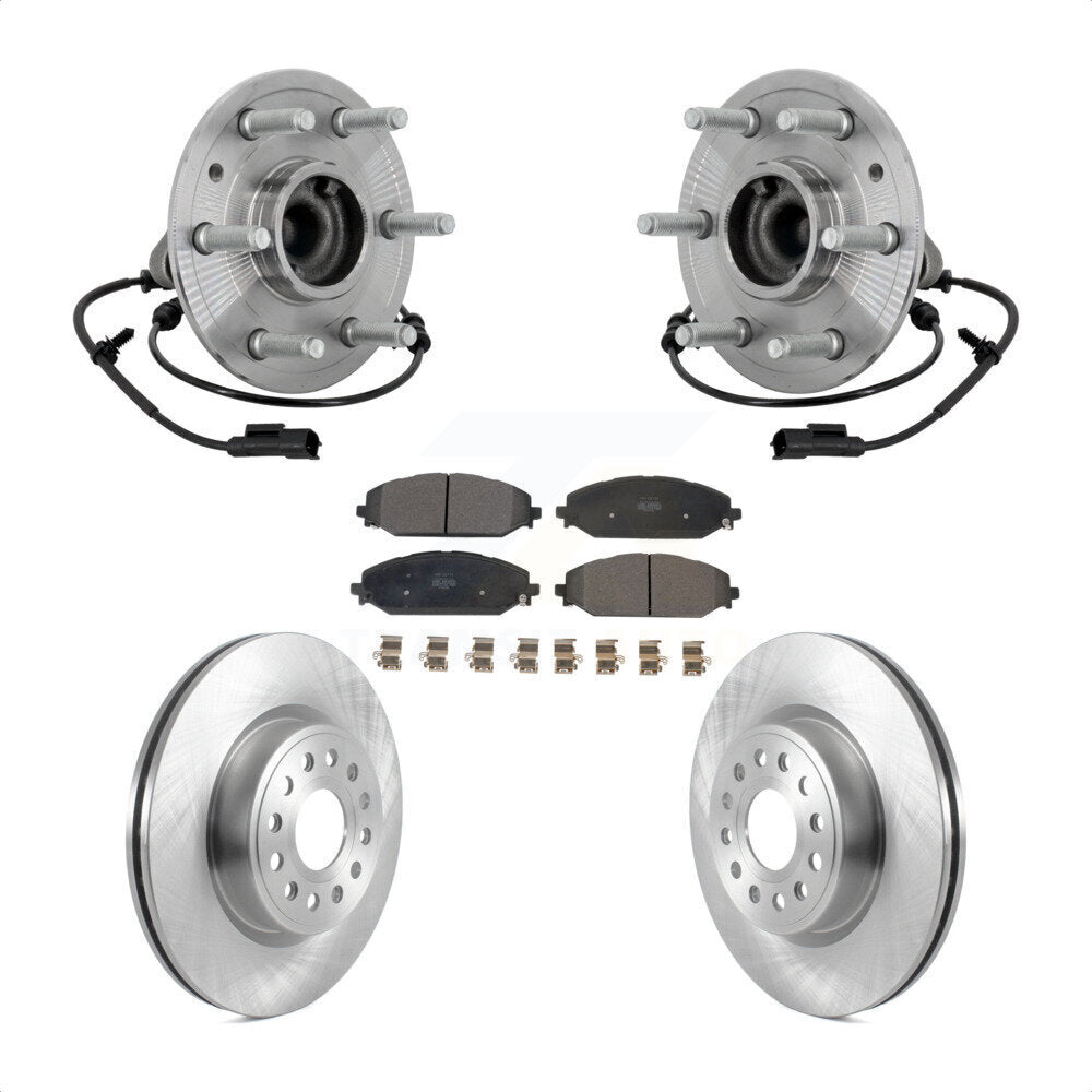 Front Hub Bearing Assembly Brake Rotor & Pads Kit For Ram 1500 Without 22" Factory Wheels KBB-133421