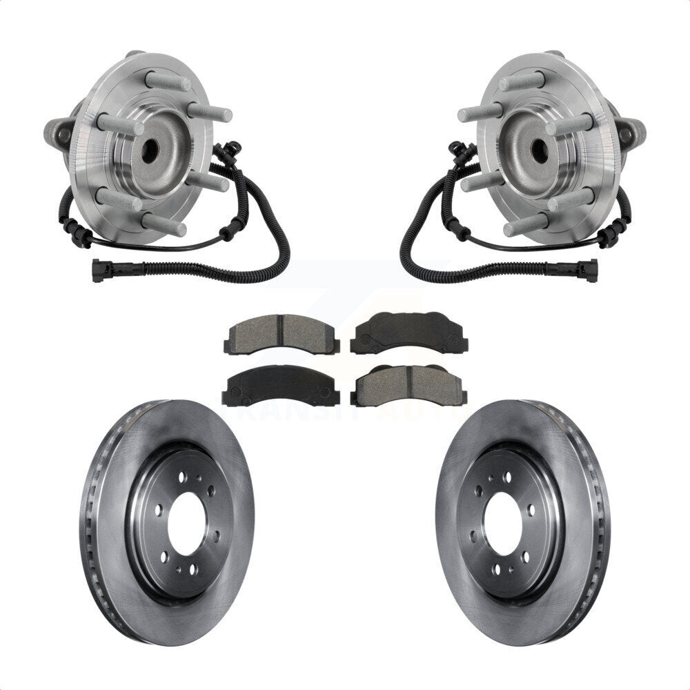 Front Hub Bearing Assembly Disc Brake Rotors And Pads Kit For 2015-2017 Ford F-150 RWD KBB-133467
