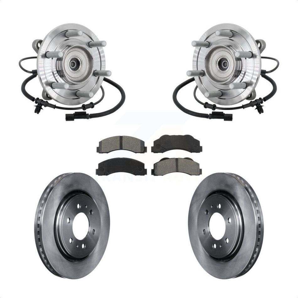 Front Hub Bearing Assembly Disc Brake Rotor & Pad Kit For 2017 Ford F-150 Raptor with 4WD KBB-133468