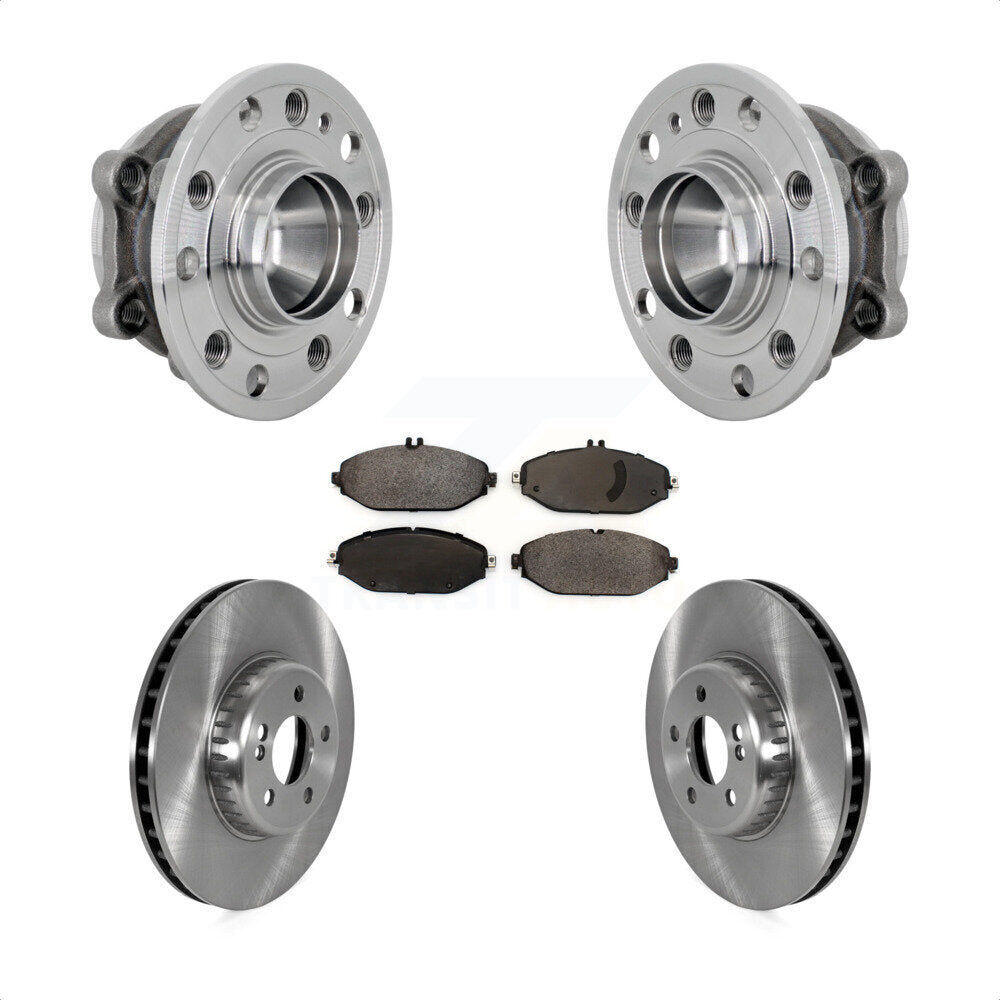 Front Hub Bearing Brake Rotor Pads Kit For 15-21 Mercedes-Benz C300 Without Sport Package KBB-133480
