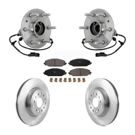 Front Hub Bearing Assembly Brake Rotor & Pads Kit For Ram 1500 Without 22" Factory Wheels KBB-133486