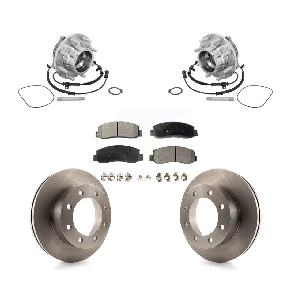 Front Hub Bearing Assembly Brake Rotor Pads Kit For Ford F-450 Super Duty Crew Cab Pickup KBB-133499