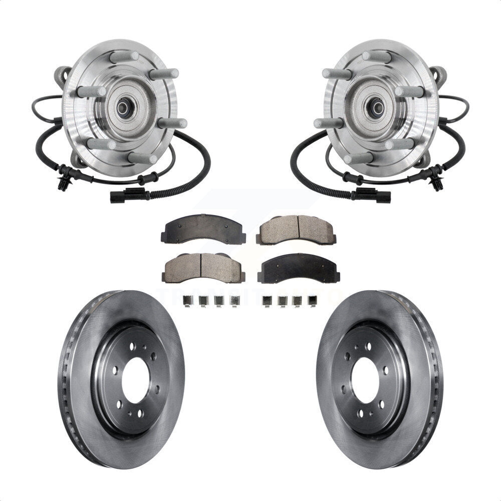 Front Hub Bearing Assembly Disc Brake Rotor & Pad Kit For 2017 Ford F-150 Raptor with 4WD KBB-133502