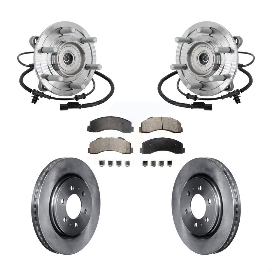 Front Hub Bearing Assembly Disc Brake Rotor & Pad Kit For 2017 Ford F-150 Raptor with 4WD KBB-133502