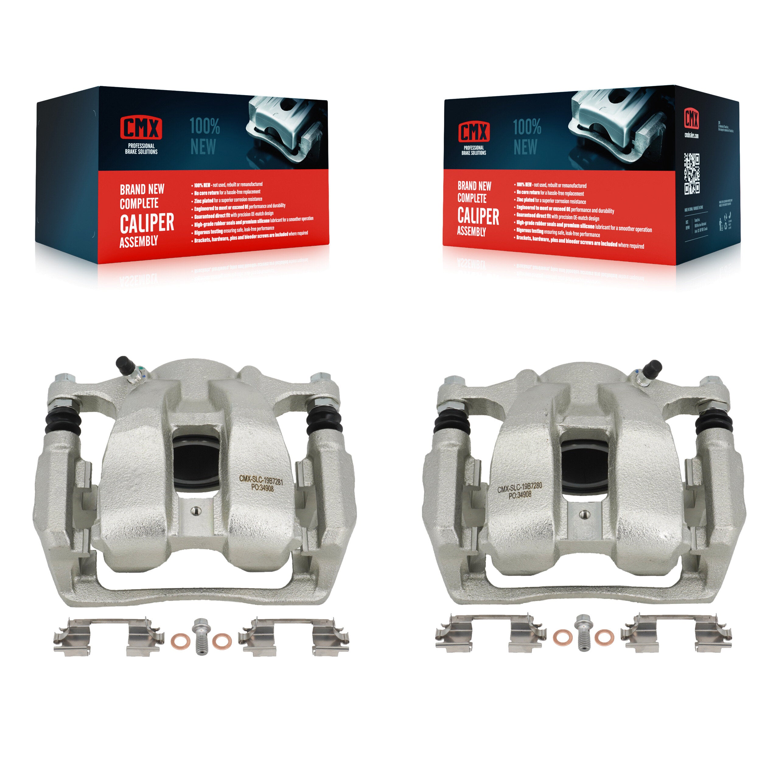 Front Disc Brake Caliper Left Right Side (Driver Passenger) Kit For 2016-2018 Acura RDX KBC-100257