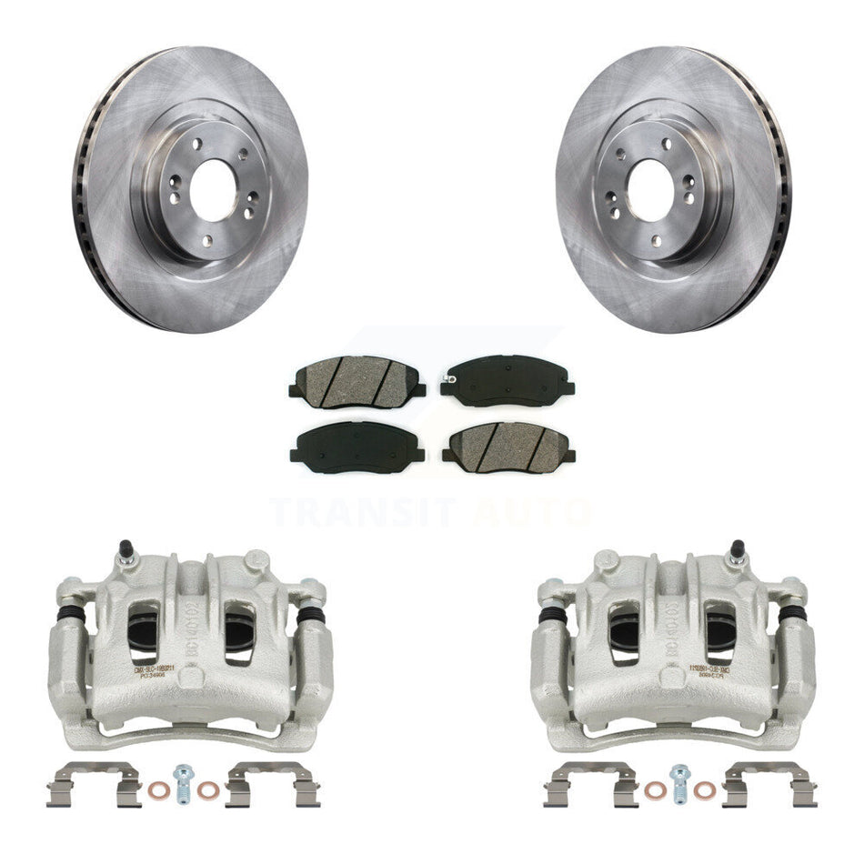 Front Brake Caliper Rotor & Semi-Metallic Pad Kit For 2013-2016 Hyundai Santa Fe XL 3.3L KC8-100005S