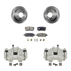 Rear Disc Brake Caliper Rotors And Ceramic Pads Kit For 2008-2009 Dodge Caliber R T SXT With Casting # 3503 KC8-100016T