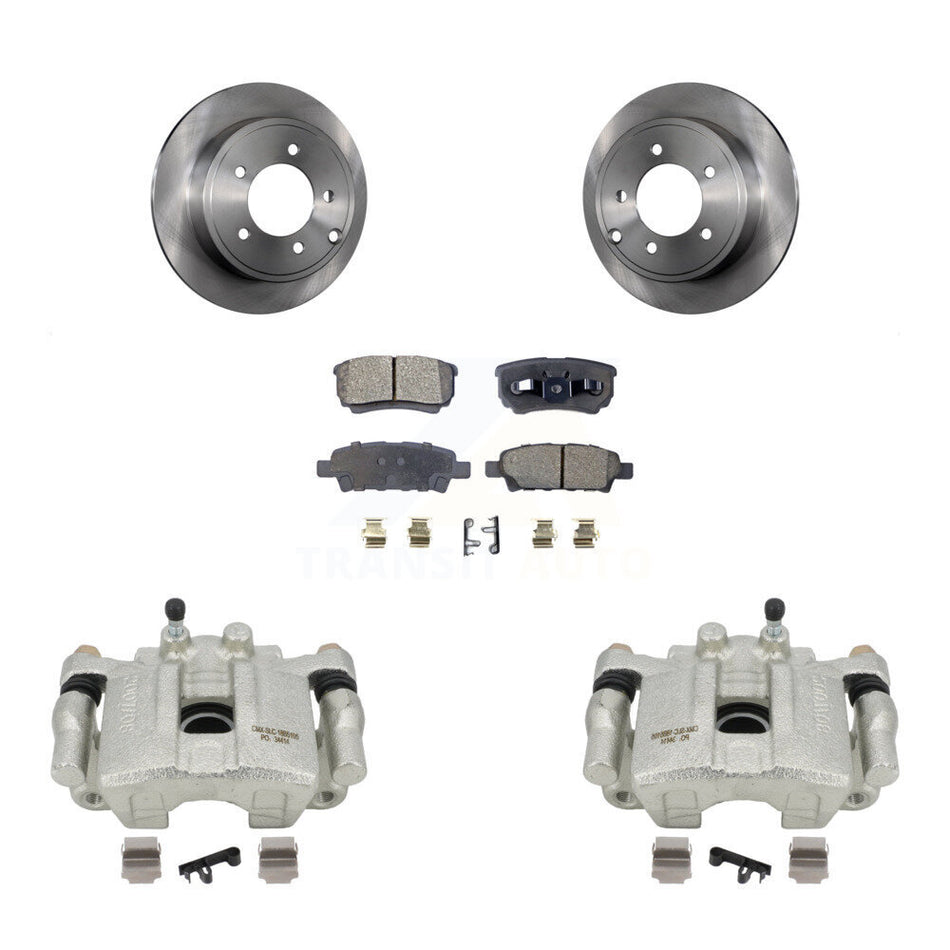 Rear Disc Brake Caliper Rotors And Ceramic Pads Kit For 2008-2009 Dodge Caliber R T SXT With Casting # 3503 KC8-100016T by Transit Auto