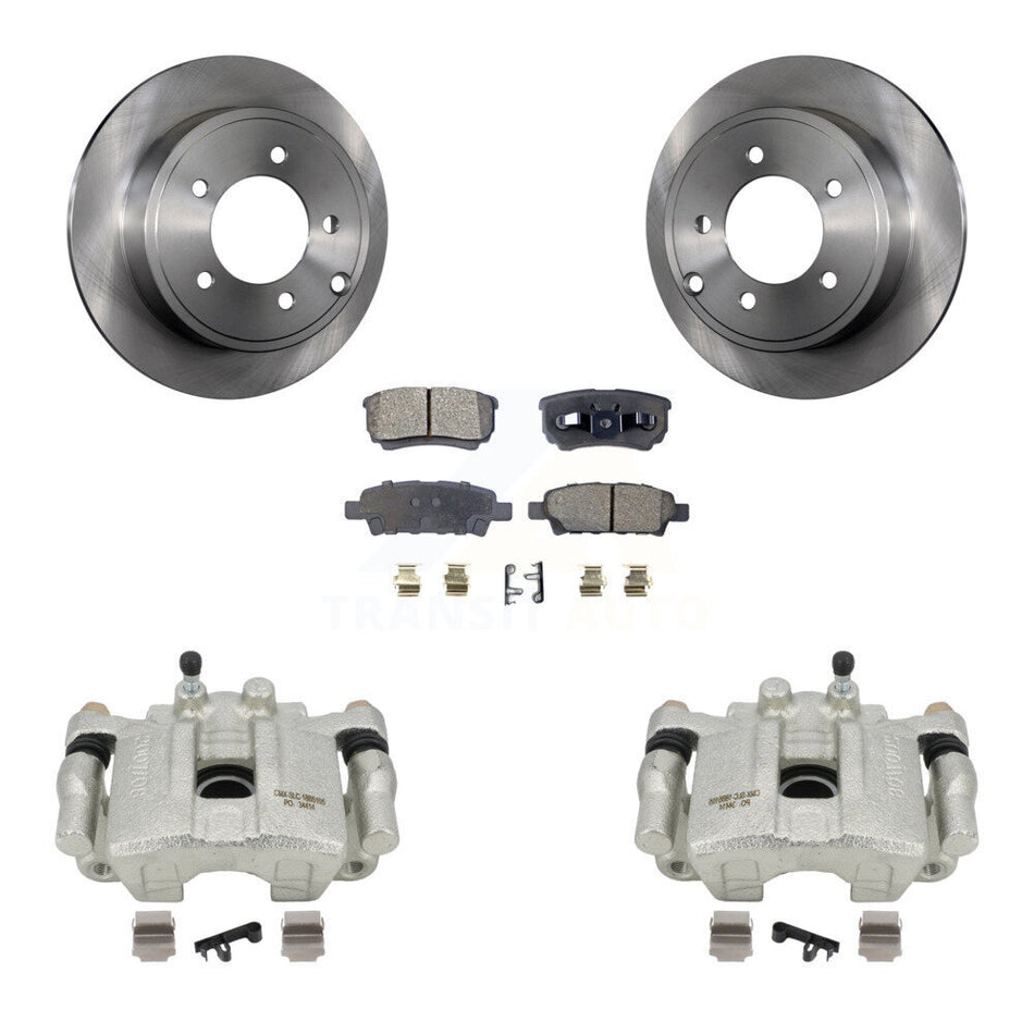 Rear Disc Brake Caliper Rotors And Ceramic Pads Kit For 2008-2009 Dodge Caliber R T SXT With Casting # 3503 KC8-100016T