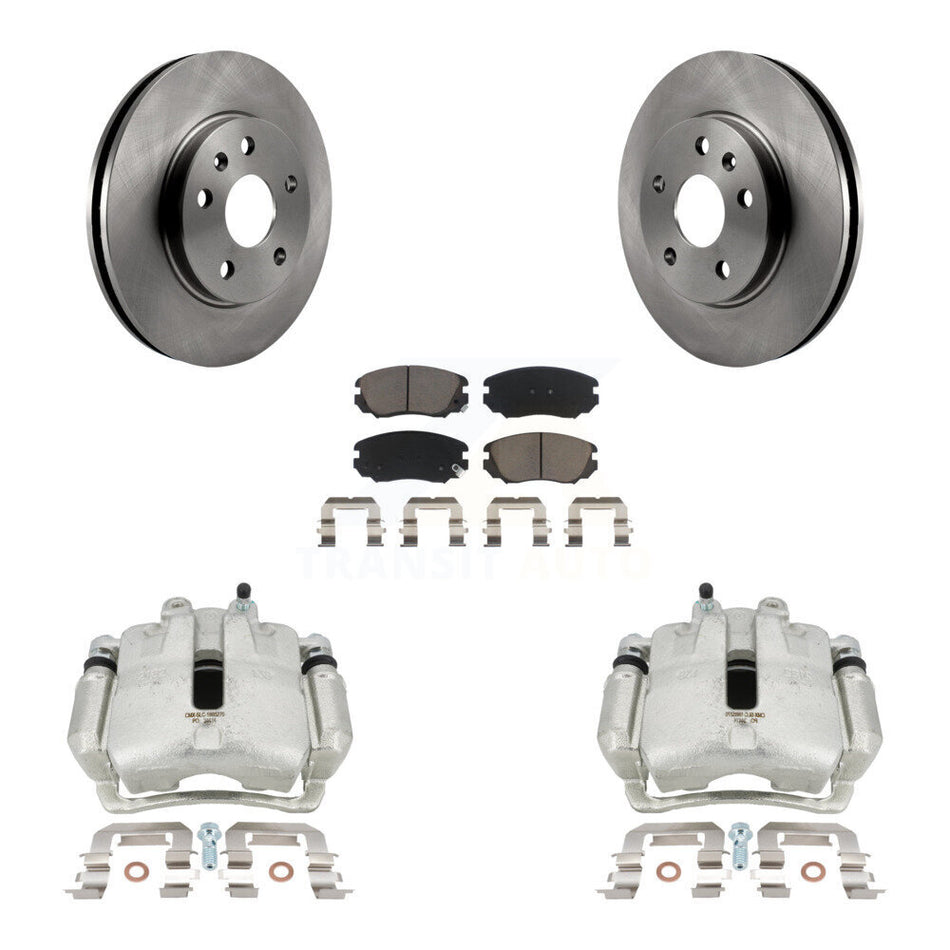 Front Disc Brake Caliper Rotors And Ceramic Pads Kit For 2011 Buick Regal 2.0L With Solid Rear KC8-100024C