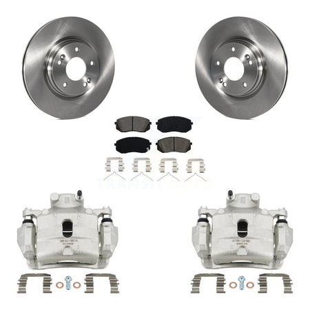 Front Disc Brake Caliper Rotors And Semi-Metallic Pads Kit For Hyundai Sonata Kia Optima KC8-100027S