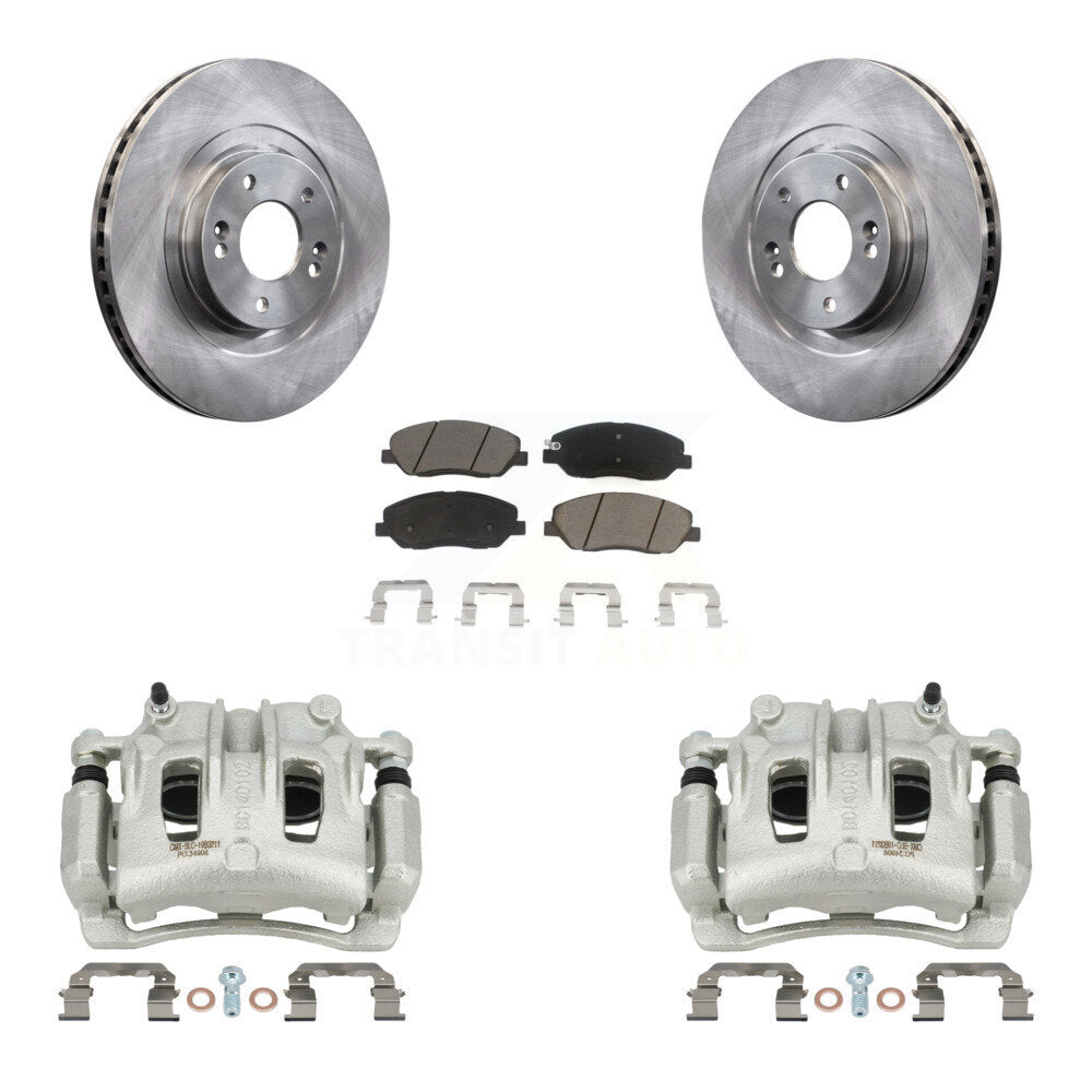 Front Disc Brake Caliper Rotors & Ceramic Pad Kit For 2013-2016 Hyundai Santa Fe XL 3.3L KC8-100032C