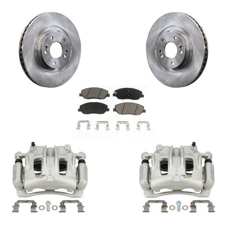 Front Disc Brake Caliper Rotors & Ceramic Pad Kit For 2013-2016 Hyundai Santa Fe XL 3.3L KC8-100032C
