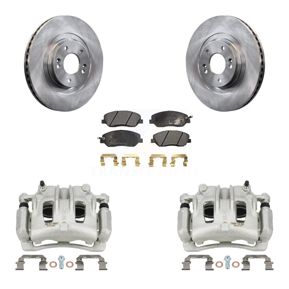 Front Brake Caliper Rotor & Semi-Metallic Pad Kit For 2013-2016 Hyundai Santa Fe XL 3.3L KC8-100032P