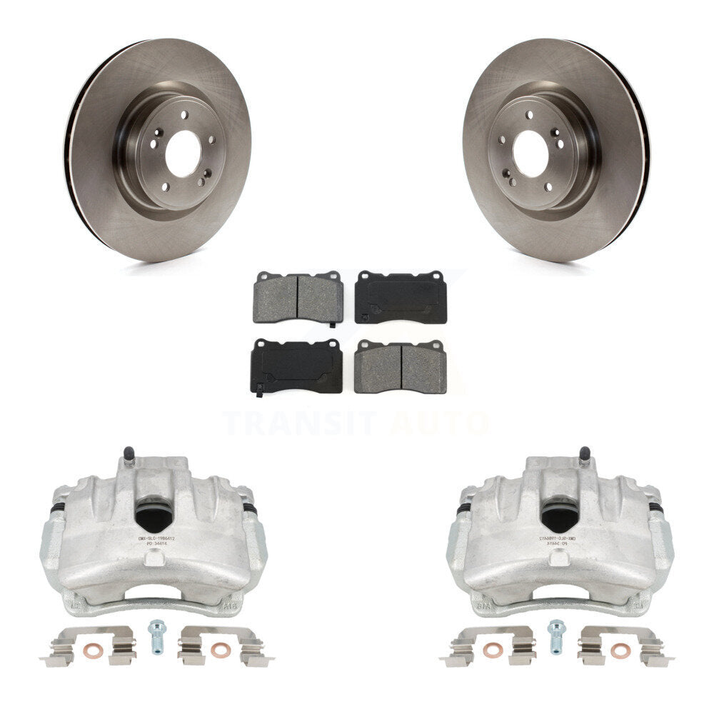 Front Disc Brake Caliper Rotors And Semi-Metallic Pads Kit For Hyundai Genesis Coupe With Single Piston Calipers KC8-100033S by Transit Auto