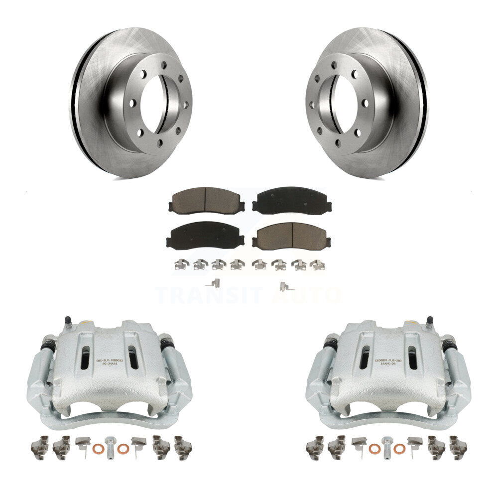 Front Disc Brake Caliper Rotors And Ceramic Pads Kit For Ford F-350 Super Duty F-250 4WD KC8-100035C by Transit Auto