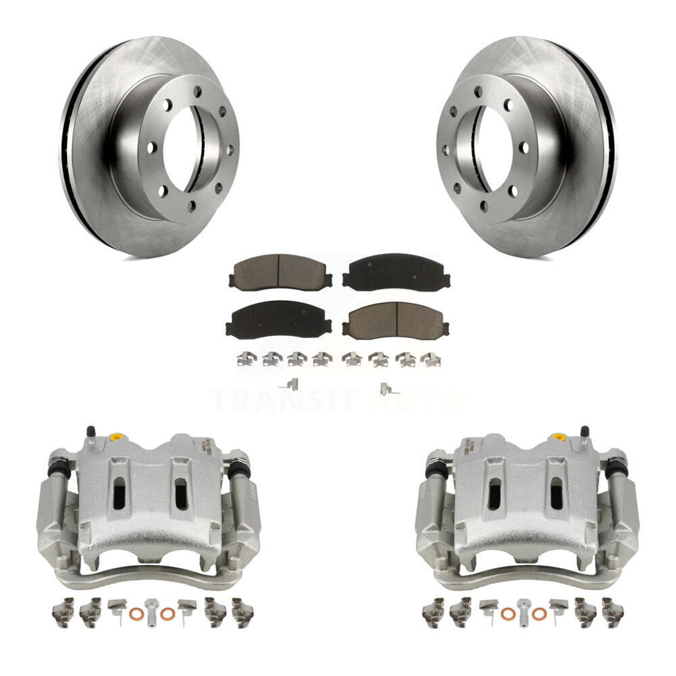Front Disc Brake Caliper Rotors And Ceramic Pads Kit For Ford F-350 Super Duty F-250 4WD KC8-100035C