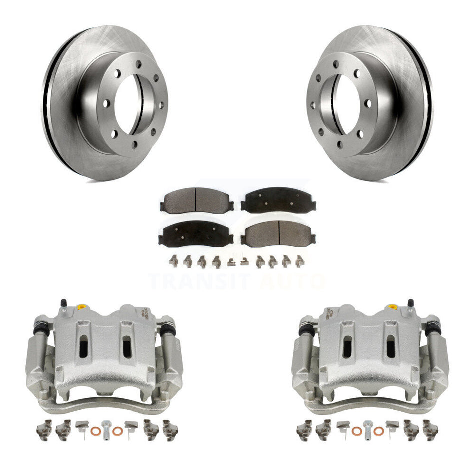 Front Disc Brake Caliper Rotors And Semi-Metallic Pads Kit For Ford F-250 Super Duty F-350 With Single Rear Wheels 4WD KC8-100035P