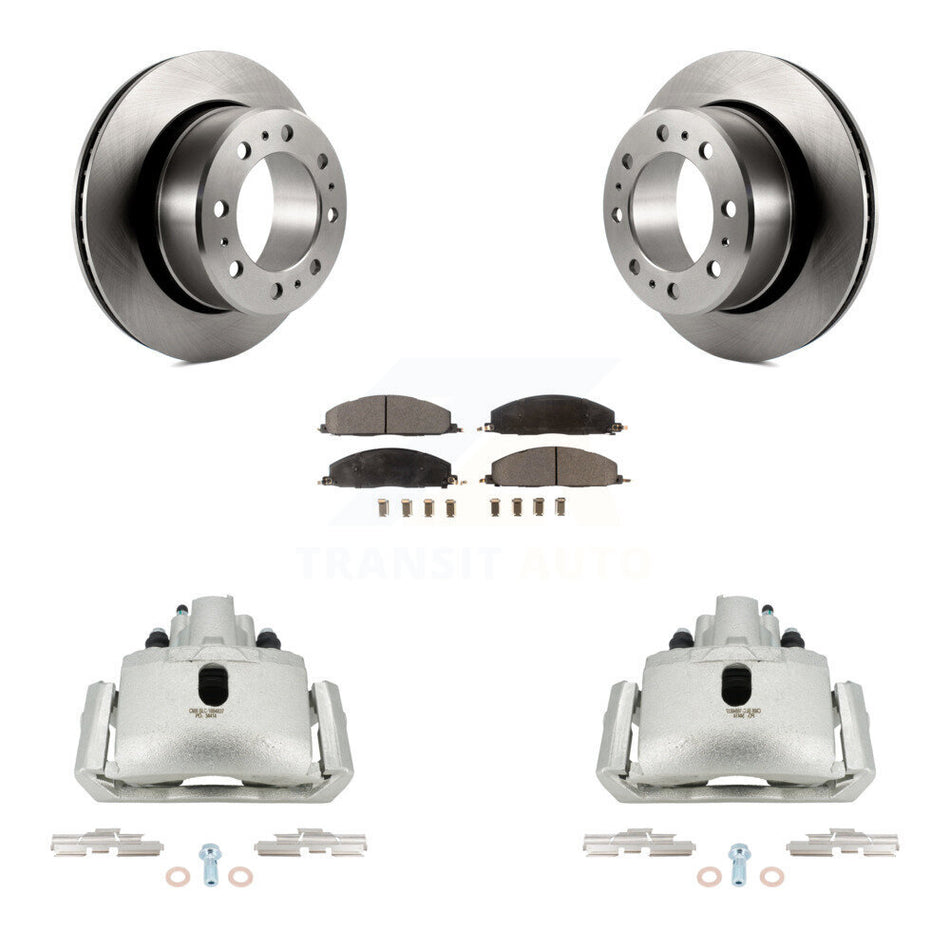 Rear Disc Brake Caliper Rotors And Ceramic Pads Kit For 2012 Ram 1500 With 8 Lug Wheels KC8-100037T