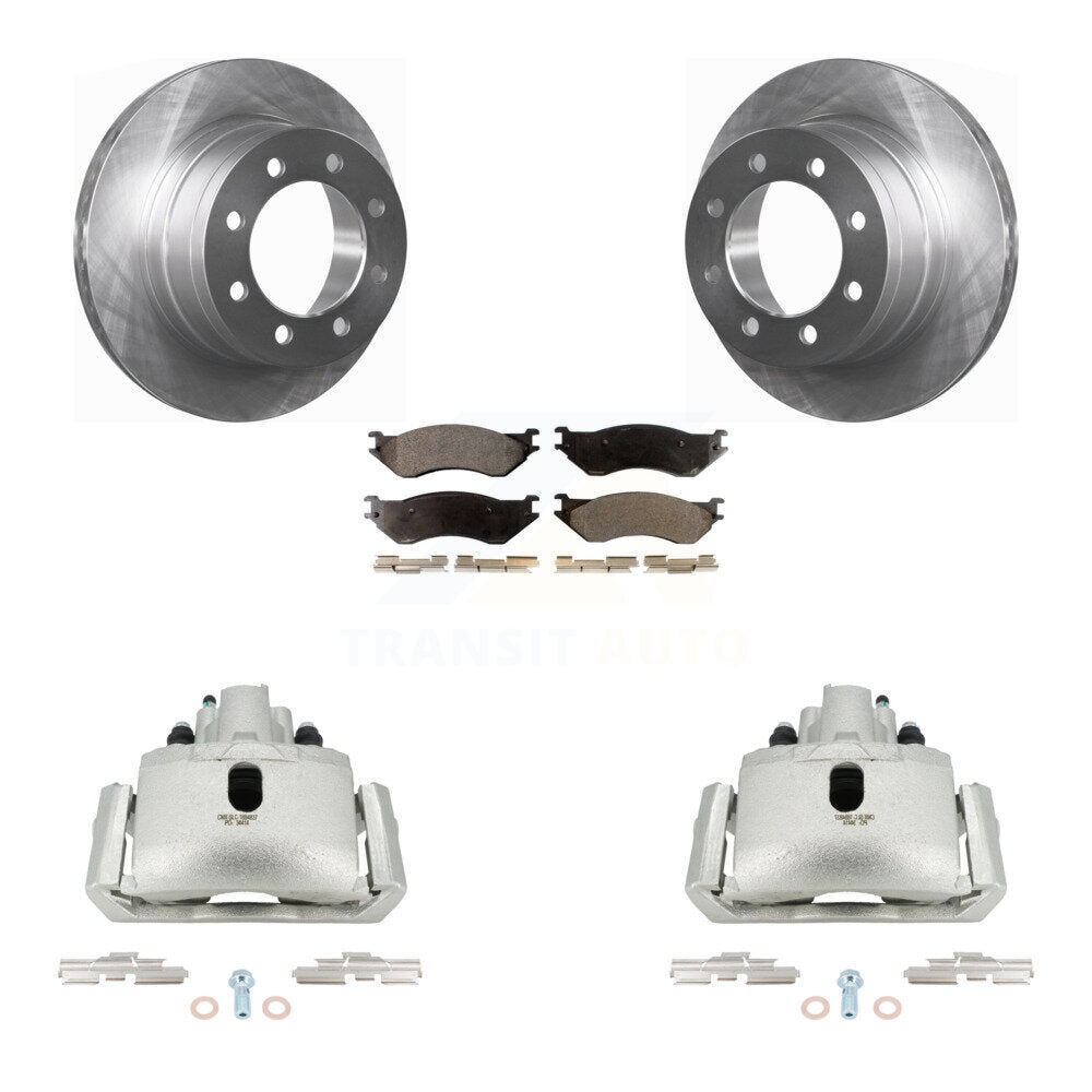 Rear Disc Brake Caliper Rotors And Ceramic Pads Kit For Dodge Ram 1500 With 8 Lug Wheels KC8-100040T