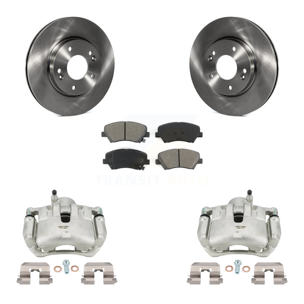 Front Disc Brake Caliper Rotors And Semi-Metallic Pads Kit For 2012 Hyundai Veloster KC8-100041S