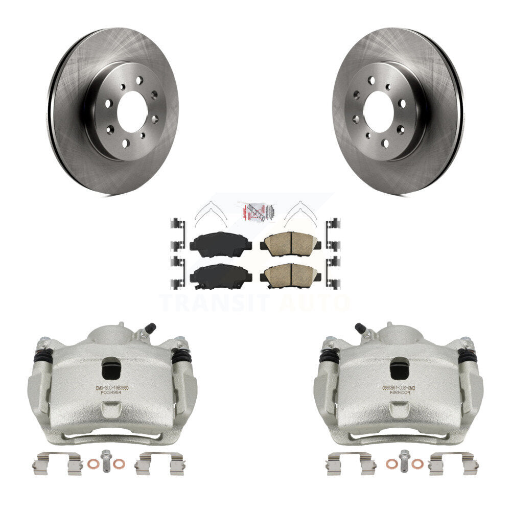 Front Disc Brake Caliper Rotors And Ceramic Pads Kit For 2014 Honda Fit LX Sport DX KC8-100042N