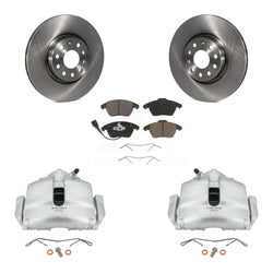 Front Disc Brake Caliper Rotors And Ceramic Pads Kit For Volkswagen Jetta Beetle CC Passat GTI Eos Audi A3 TT Quattro KC8-100043C