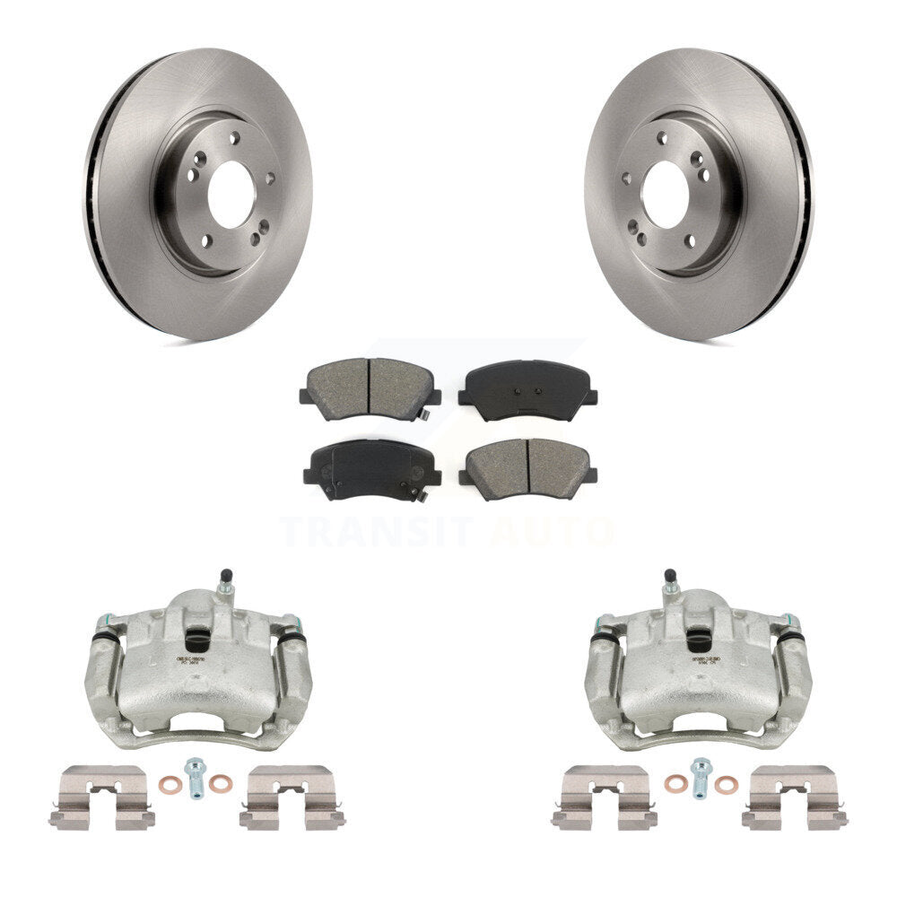 Front Disc Brake Caliper Rotors And Semi-Metallic Pads Kit For Kia Forte KC8-100043S