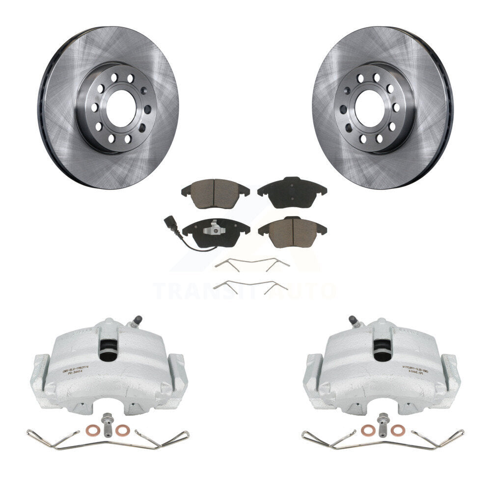 Front Disc Brake Caliper Rotors And Ceramic Pads Kit For Volkswagen Jetta Beetle Rabbit Golf Audi A3 KC8-100046C by Transit Auto