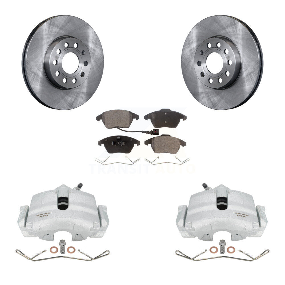 Front Disc Brake Caliper Rotors And Semi-Metallic Pads Kit For Volkswagen Jetta Beetle Rabbit Golf Audi A3 KC8-100046P by Transit Auto