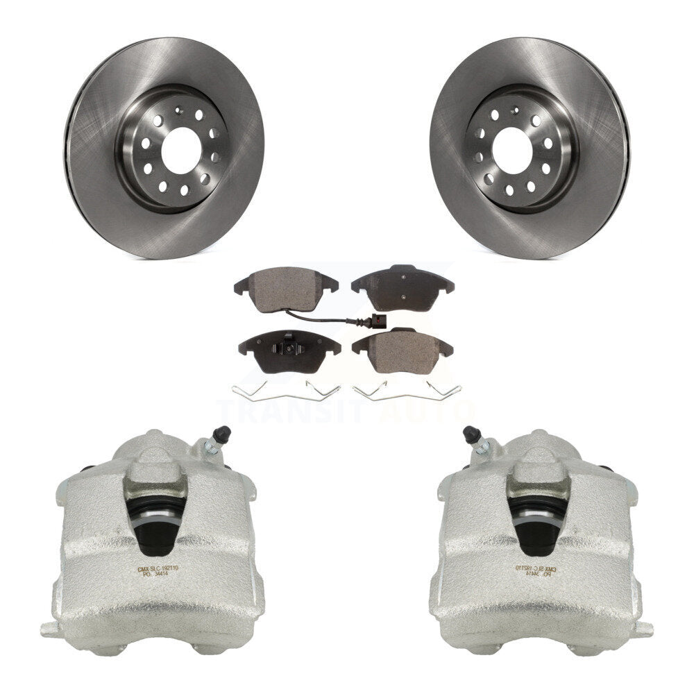 Front Disc Brake Caliper Rotors And Semi-Metallic Pads Kit For Volkswagen Jetta KC8-100049P by Transit Auto