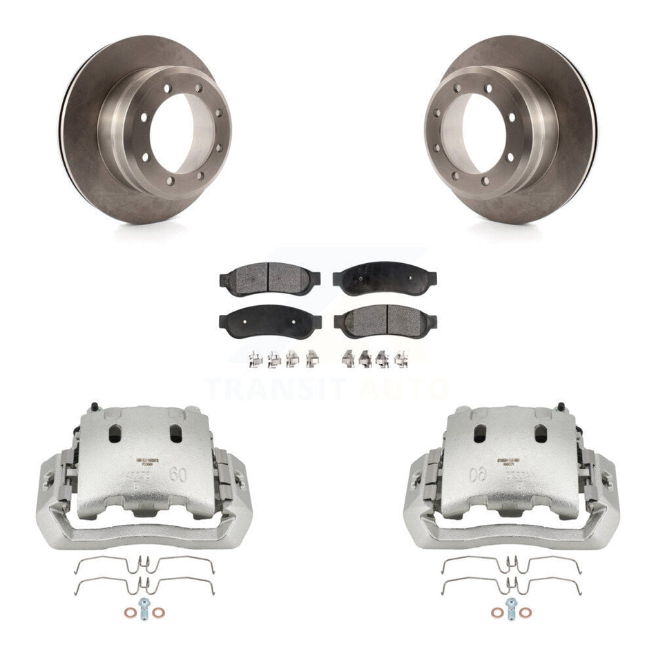 Rear Brake Caliper Rotor And Ceramic Pad Kit For Ford F-450 Super Duty With 8 Lug Wheels KC8-100049T