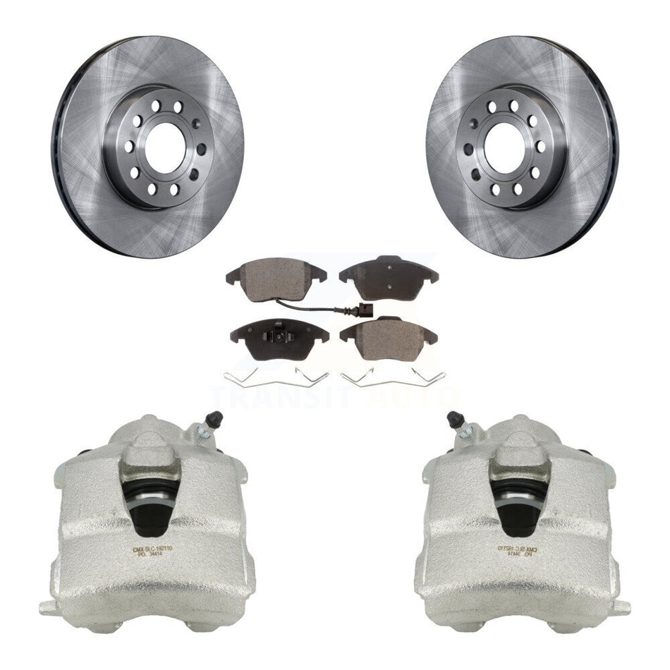 Front Disc Brake Caliper Rotors And Semi-Metallic Pads Kit For Volkswagen Jetta KC8-100050P