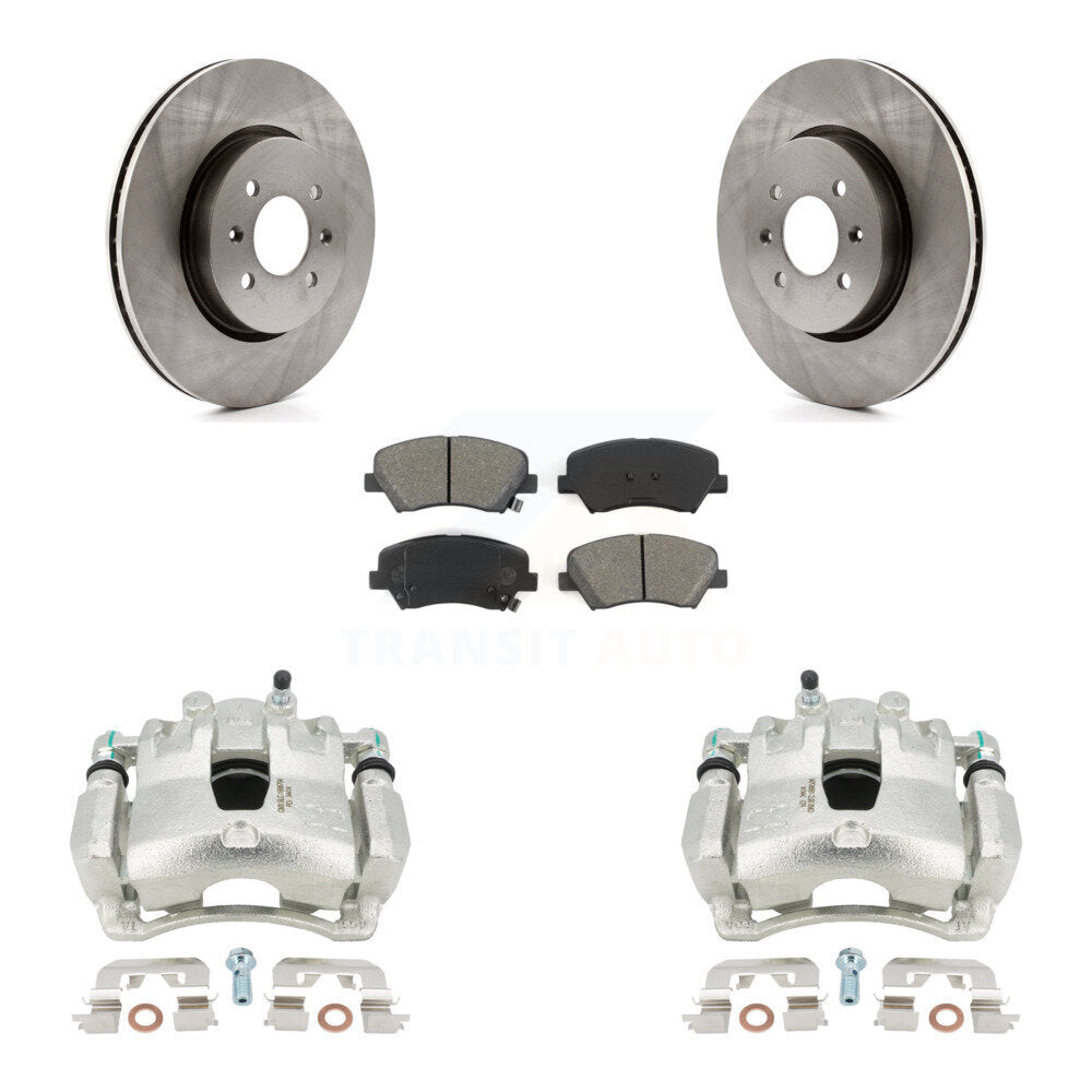 Front Disc Brake Caliper Rotors And Semi-Metallic Pads Kit For Kia Rio KC8-100050S by Transit Auto