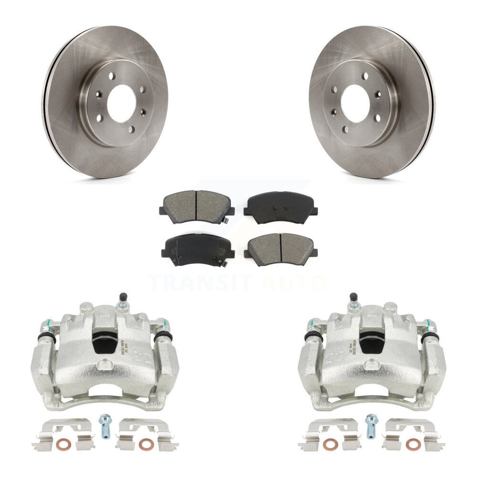 Front Disc Brake Caliper Rotors And Semi-Metallic Pads Kit For Hyundai Accent Kia Rio KC8-100051S