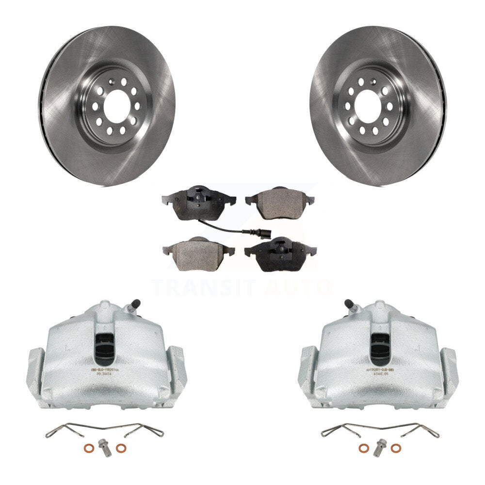 Front Disc Brake Caliper Rotors And Semi-Metallic Pads Kit For 2005 Volkswagen Jetta 2.5L With 312mm Diameter Rotor 7th 8th Digit Of VIN Is "9M" Or "1J" KC8-100056P by Transit Auto